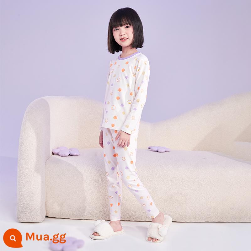 Bộ Quần Áo Trẻ Em Disha Bộ Đồ Lót Bé Gái Xuân Thu Cotton Nguyên Chất Bộ Đồ Ngủ Ấm Áp Cho Bé Quần Áo Thu Đông Và Quần Vệ Sinh Bộ Hai Món - In màu tím 23234L703