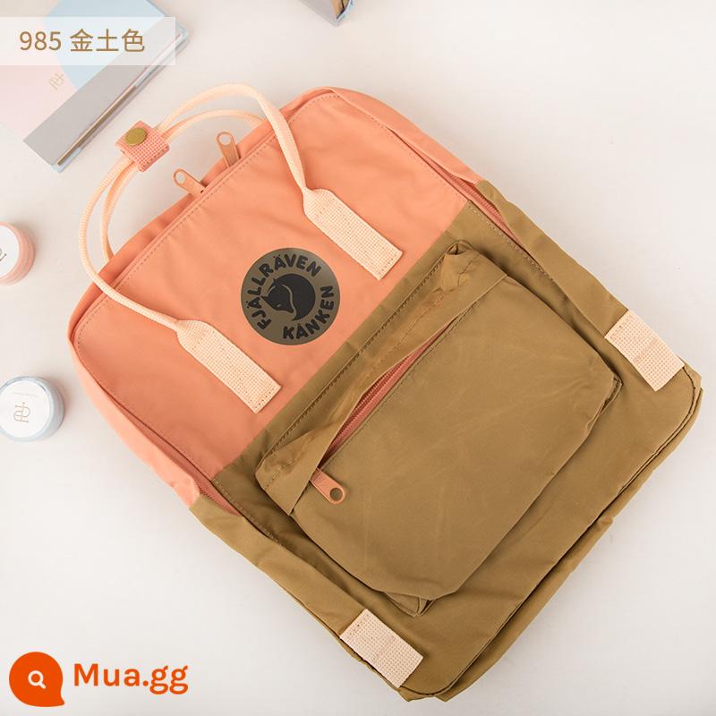 Ba lô kanken chính hãng cáo bắc cực / fjallraven Thụy Điển ba lô đi học cổ điển mini nam nữ - Màu đất vàng ART 985