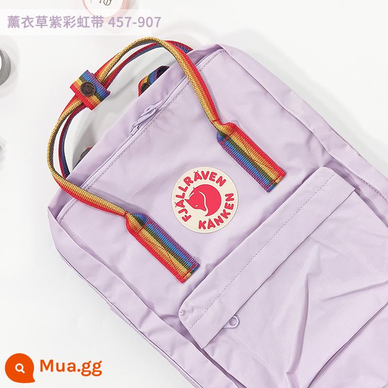 Ba lô kanken chính hãng cáo bắc cực / fjallraven Thụy Điển ba lô đi học cổ điển mini nam nữ - Dải cầu vồng tím oải hương 457-907