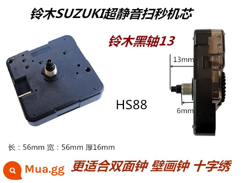 Suzuki của Nhật Bản chuyển động im lặng đồng hồ đồng hồ thạch anh đồng hồ treo tường đồng hồ điện tử quét lõi thứ hai cross-stitch lõi đồng hồ SUZUKI - Suzuki đen trục 13+bộ gắp đồng hồ+555