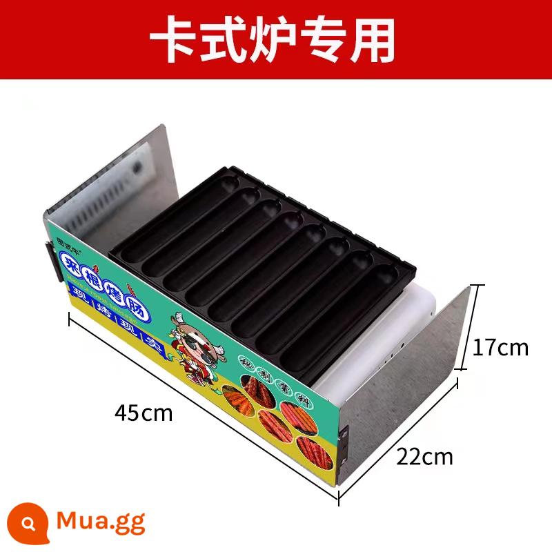 Lò nướng trứng chim nướng gas thương mại, máy xiên trứng cút, lò nướng bánh mì kẹp trứng, máy làm bánh hamburger, máy làm bánh mì kẹp trứng, kính chắn gió - Bếp Cassette 8 ống xúc xích nướng có poster