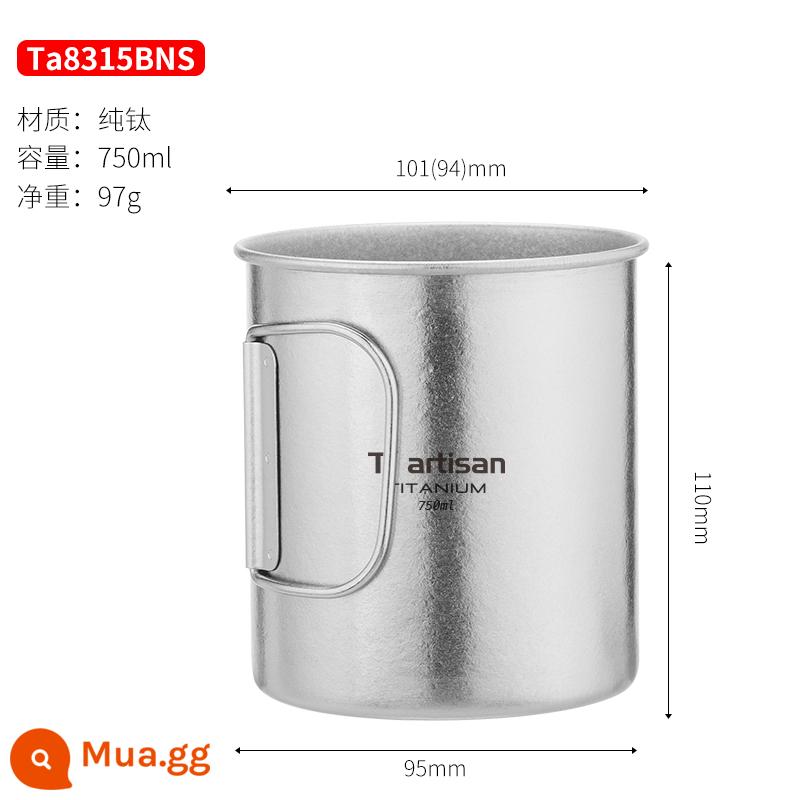 Titan Nghệ Nhân Ngoài Trời Nguyên Chất Titanium Cốc Kim Loại Trà Cắm Trại Titanium Cốc Cà Phê 1 Lớp Tay Cầm Gấp Di Động cốc Nước - [Cốc titan tay cầm mới] Hoa đá 750ML không có nắp