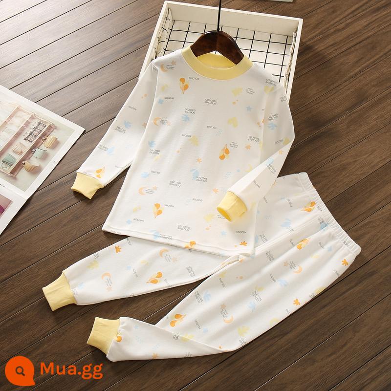 Bộ đồ lót trẻ em Little Qinglong cotton nguyên chất quần áo mùa thu quần vệ sinh bé trai và bé gái cotton vừa và lớn áo len cotton ấm áp cho trẻ em - bong bóng màu vàng