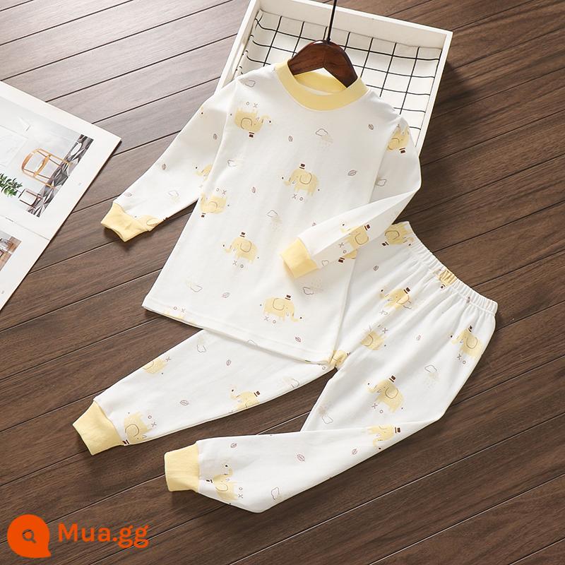 Bộ đồ lót trẻ em Little Qinglong cotton nguyên chất quần áo mùa thu quần vệ sinh bé trai và bé gái cotton vừa và lớn áo len cotton ấm áp cho trẻ em - voi vàng