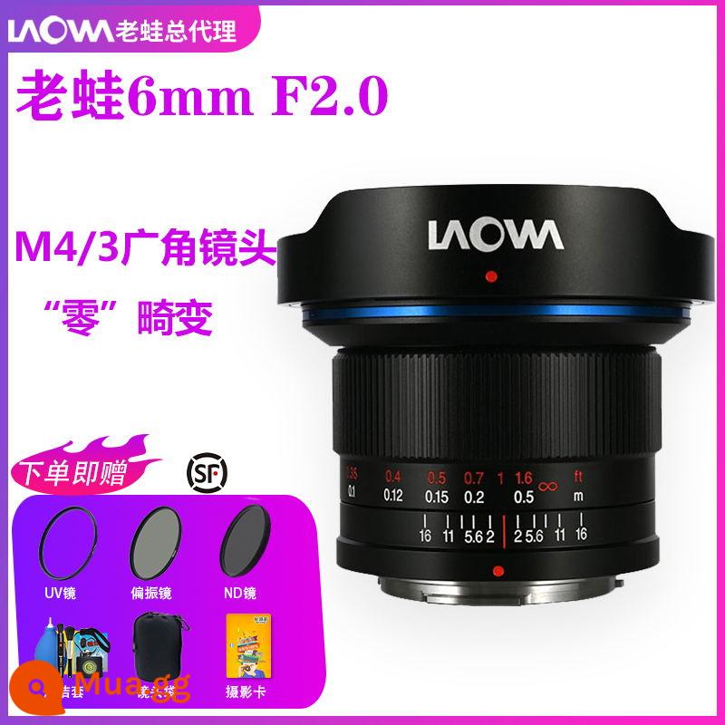 Ống kính khẩu độ lớn góc siêu rộng Laowa 6 mm F2.0 phù hợp để chụp kiến trúc phong cảnh bằng máy bay không người lái M43 - đen