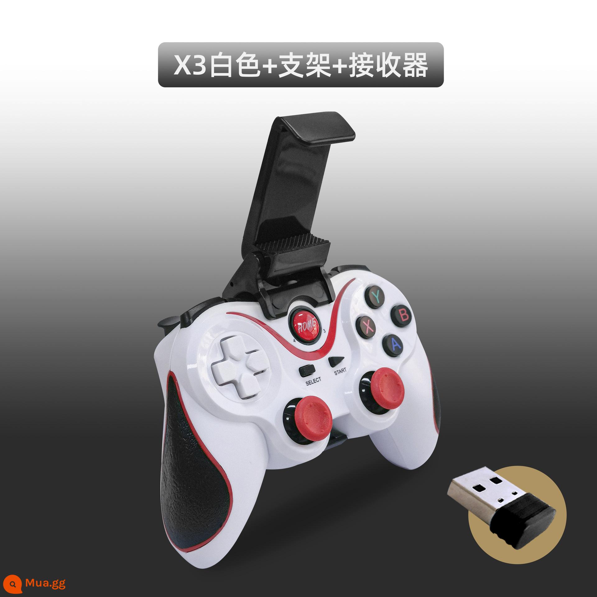 X3 gamepad Bluetooth không dây x3 kết nối trực tiếp hệ thống Android iOS Gà trò chơi X3 Bluetooth Mobile Bluetooth Gamepad - X3 trắng + chân đế + đầu thu