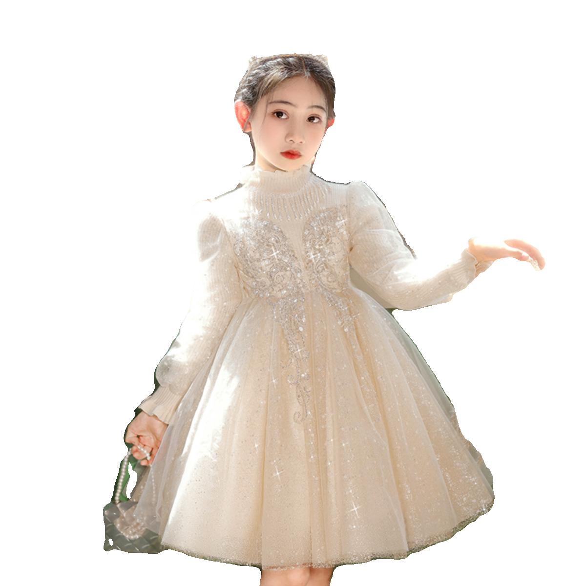 Trang phục của em bé gái xinh đẹp và đáng yêu Trang phục của Trang phục trẻ  em nữ mùa đông Với váy Mesh - Trung Quốc Áo nỉ y váy giá