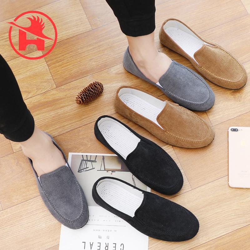 Mùa Hè Cũ Bắc Kinh Giày Vải Nam Cực Lớn Giày Đơn Đế Mềm Gót Bằng Giày Lười Slip-on giày Thường Giày Vải