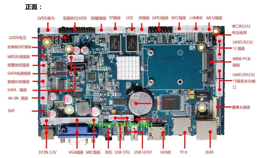 Bo mạch chủ Android Bo mạch chủ Android A20 VGA/HDMI/sata/AD200/M2/LVDS hỗ trợ 485