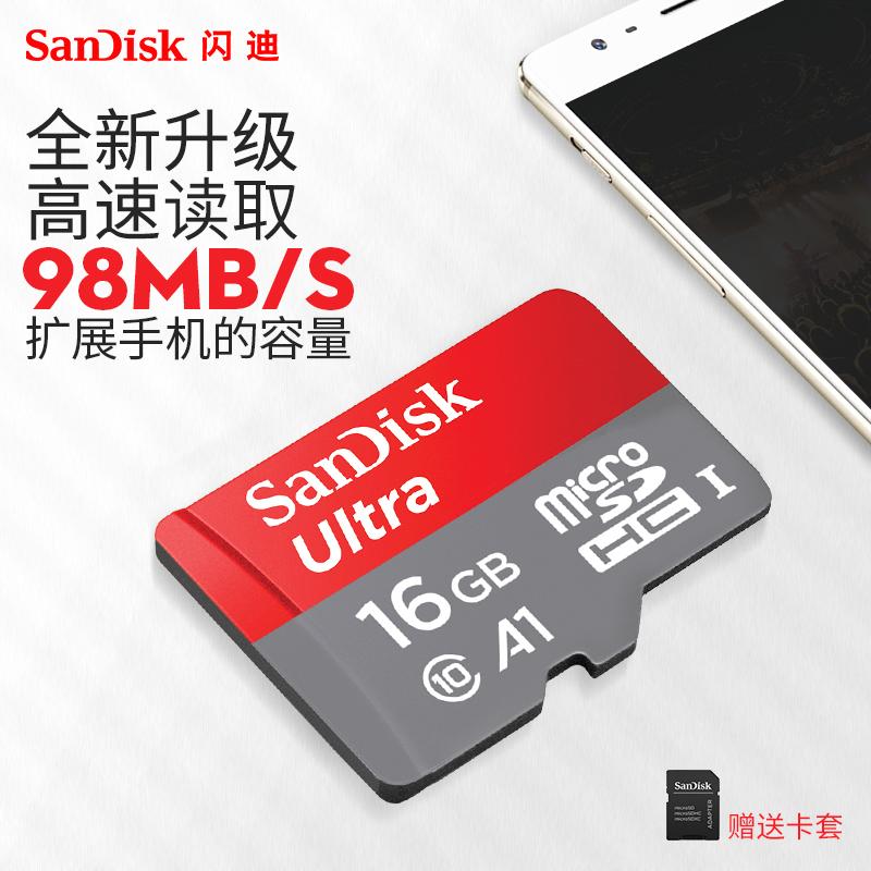 Thẻ SanDisktf Thẻ nhớ 16G tốc độ cao Micro sd xe tải giám sát ô tô lái xe đầu ghi thẻ nhớ điện thoại di động