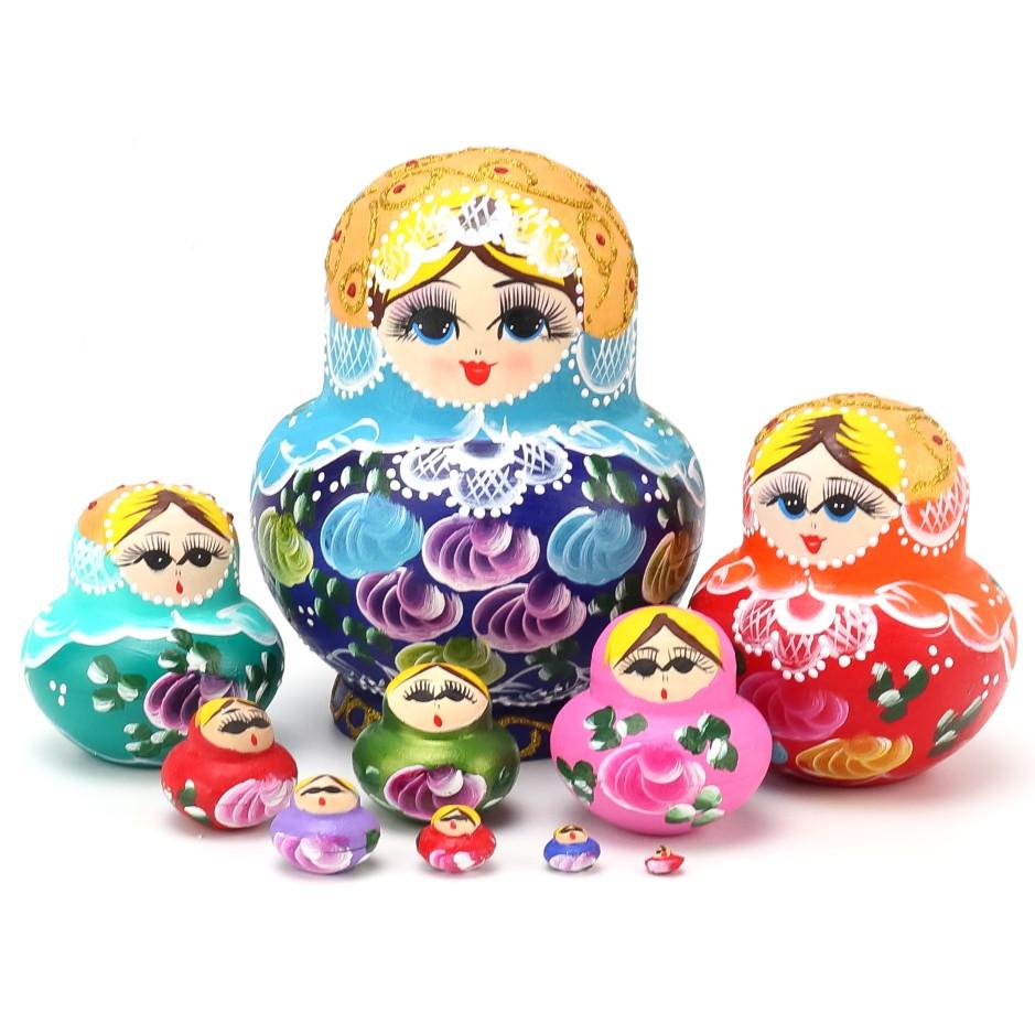 Matryoshka 10 lớp chính hãng bằng gỗ trầm bụng đổi màu búp bê ngày lễ món quà sáng tạo trang trí nhà cửa cho trẻ em