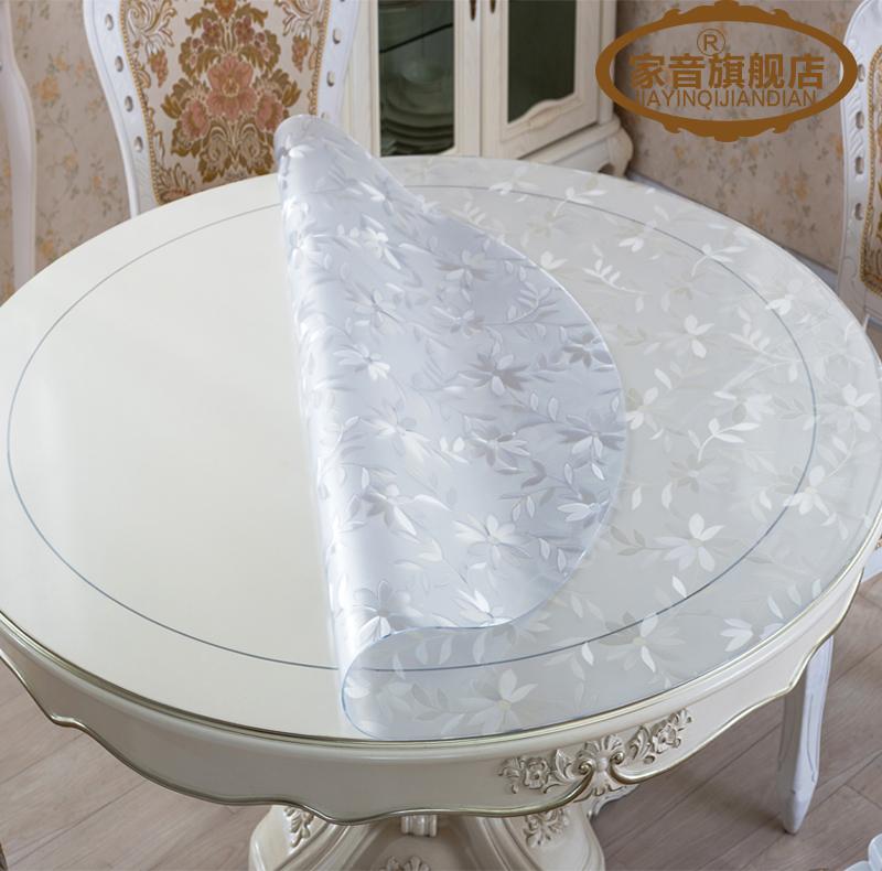 PVC dày tròn kính mềm bảng mat trong suốt khăn trải bàn không thấm nước khăn trải bàn bảng pha lê bàn cà phê bảng mat tùy chỉnh