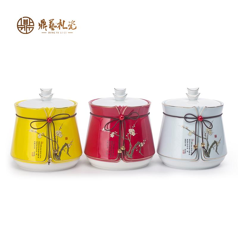 Dingyi Literati Tea Caddy Hộp quà tặng bằng gốm Bao bì Bán buôn Hộp trà tùy chỉnh Caddy trà Lễ hội mùa xuân Trà đạo Trang trí cao cấp