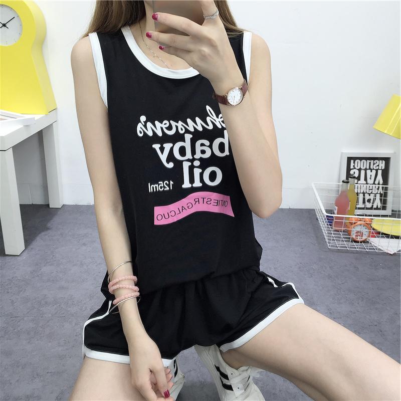 Bộ đồ thể thao thường ngày nữ không tay áo vest quần short chạy phù hợp với chất béo mm 2 bộ đồ mùa hè rộng kích thước lớn quần áo nữ