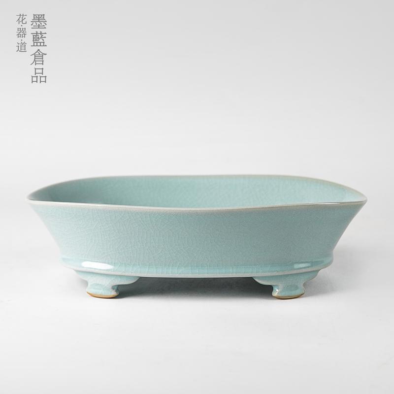 Antique Ru Lò Hoa Thủy Tiên Nồi Gốm Thủy Canh Chậu Hoa Ikebana Nhật Bản Bình Cắm Hoa Retro Zen Tàu Trung Quốc