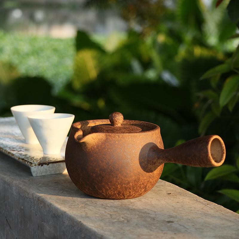 Tea Tea Tea Tea Tea Tea luộc Tea Side Tay cầm trà đen Than Tea Lò lò xung quanh lò kung fu trà đặt nồi gốm carbon ánh sáng lửa