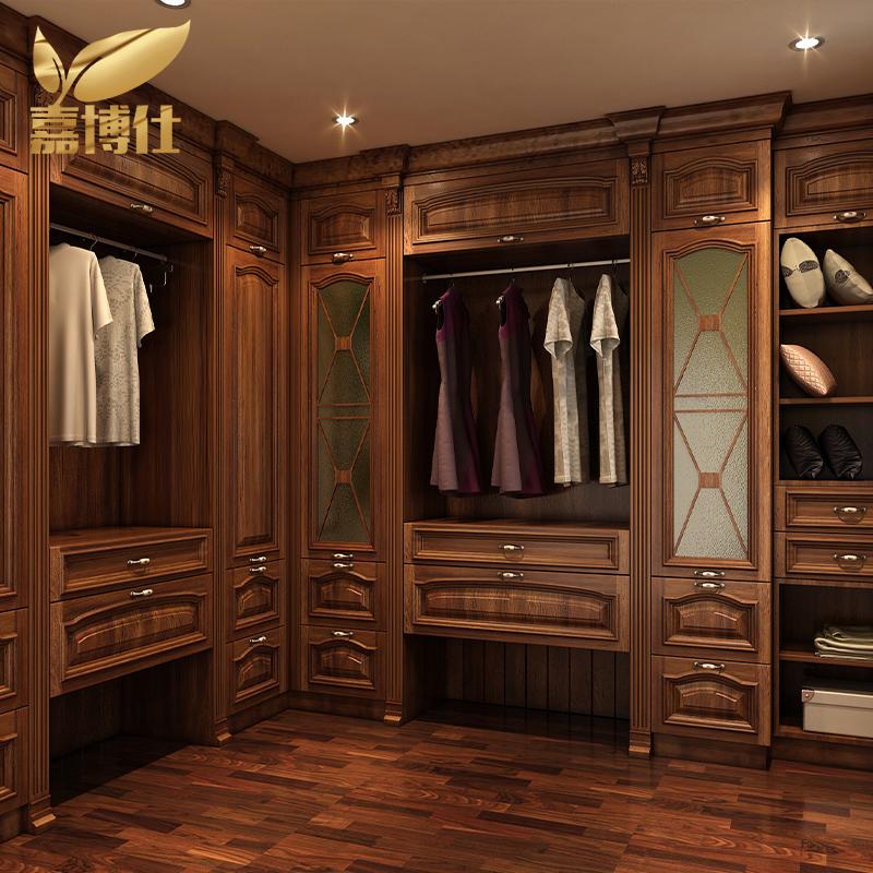 Phong cách người Mỹ gốc Hoa sồi đỏ tổng thể tủ quần áo phòng ngủ tùy chỉnh Cloakroom tùy chỉnh đồ nội thất tủ gỗ cao su của Mỹ