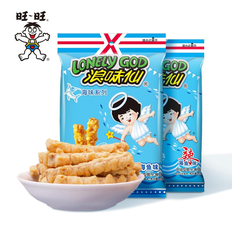 Cá chiên giòn Wangwang Langwei Xiannadori 45g * 4 gói đồ ăn nhẹ giải trí căng phồng cá biển phong phú và khoai tây chiên