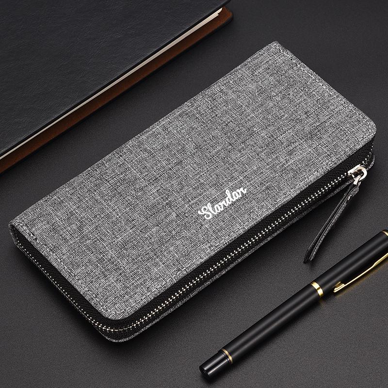 Ví nam dài có khóa kéo, Túi xách canvas nam thời trang phong cách Hàn Quốc, Túi clutch đơn giản thông thường, Túi đựng điện thoại di động dành cho giới trẻ