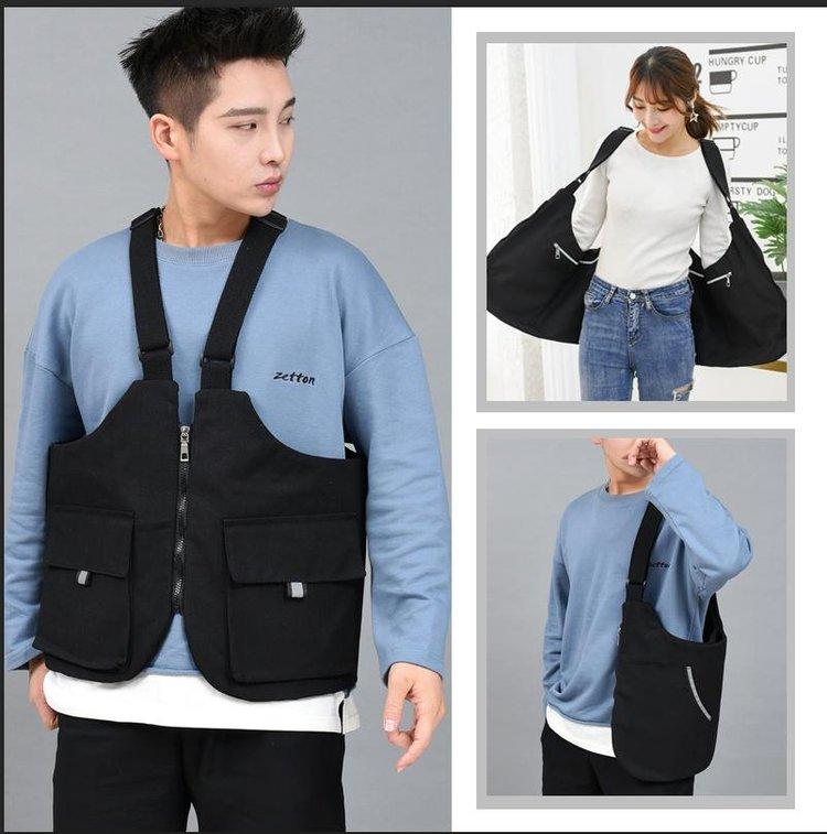 Hàn Quốc Ins Harajuku BF phong cách dụng cụ vest ba lô ba lô nam nữ phù hợp túi Messenger dung lượng lớn túi thủy triều