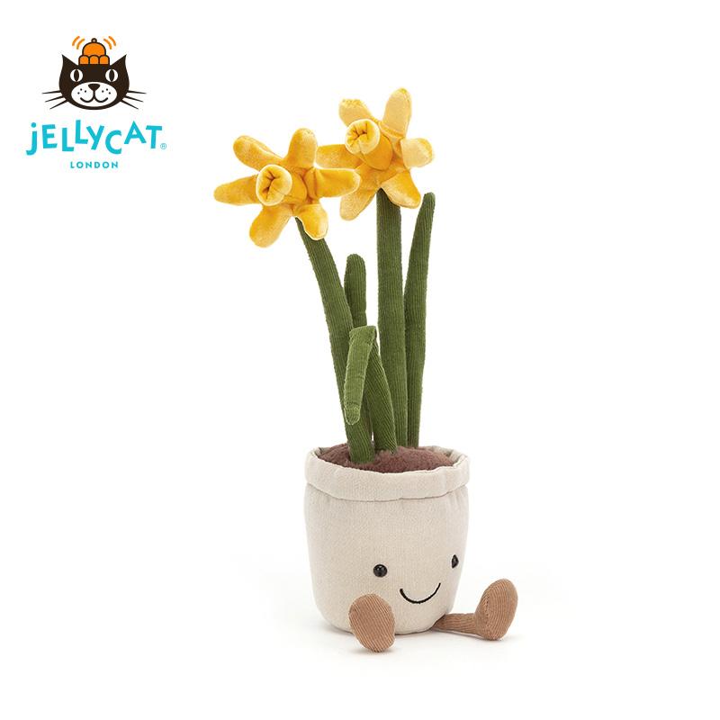 JELLYCAT UK Niềm vui thú vị cây thủy tiên xanh trong chậu đồ chơi nhồi bông để đồng hành và xoa dịu