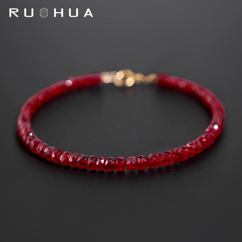 Ruohua Trang Sức Waner Máu Bồ Câu Vòng Tay Ruby Nữ Vàng 18K Màu Vòng Tay Đá Quý Trang Sức Đỏ Vòng Tay Vòng Tay