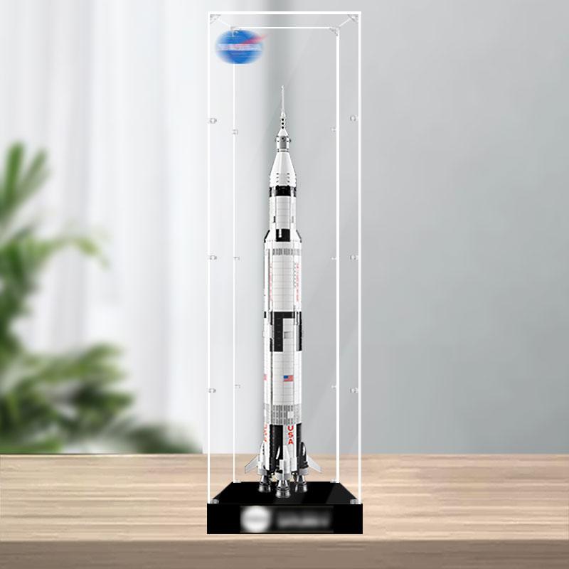 Hộp trưng bày acrylic xe phóng Apollo Saturn 5 thích hợp cho hộp lưu trữ mô hình chống bụi Lego 21309