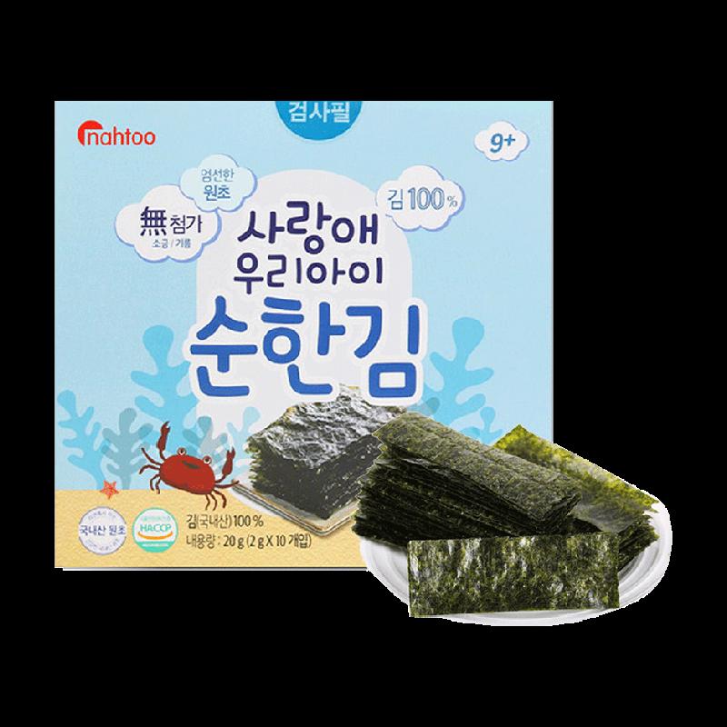 Snack ăn liền Nadu nahtoo trẻ em rong biển ăn liền 20g rong biển thực phẩm bổ sung không gia vị nhập khẩu từ Hàn Quốc