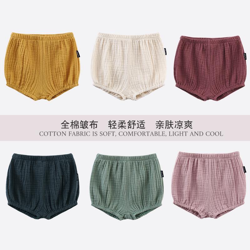 TinyClub cotton nguyên chất cho bé quần short nhăn mùa hè thoáng khí và quần nhẹ cho bé Bloomers xu hướng quần áo trẻ em