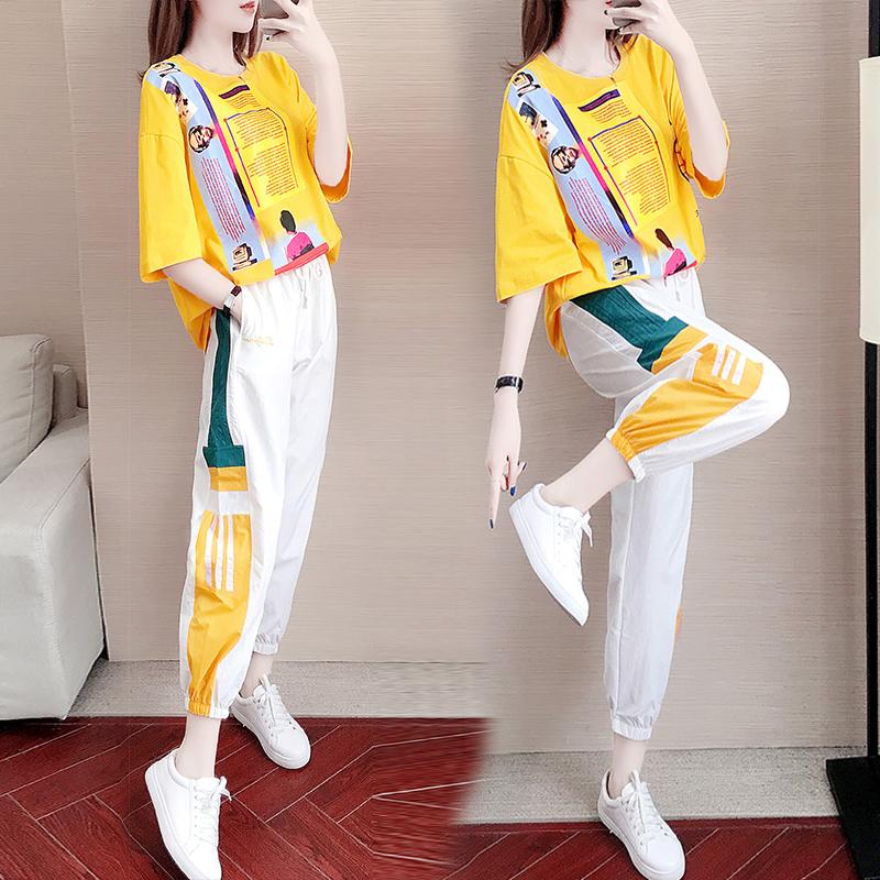 Thể thao Set Summer Summer 2020 Thương hiệu Thương hiệu Thương hiệu Thời trang Thương hiệu Loose và Ethyle Giải trí trẻ trung và Ethyle