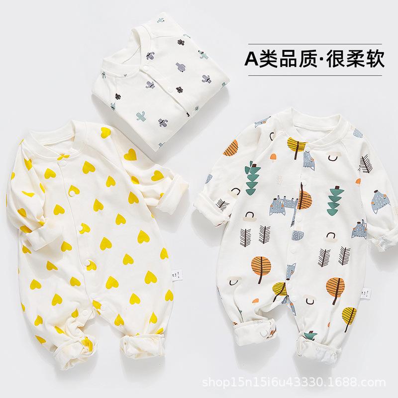 Áo Liền Quần Cho Bé Đáy Cotton Nguyên Chất Sơ Sinh Dài Tay Áo Liền Quần Xuân Thu Nhà Sư Quần Áo Bộ Đồ Ngủ