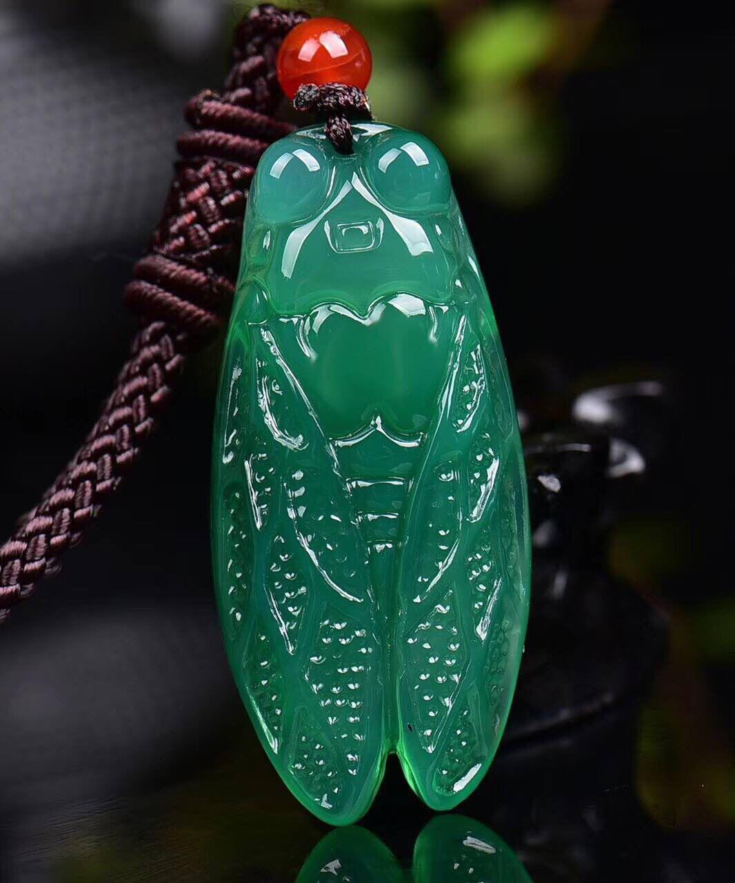 Một nhân dân tệ bắn loài băng hoàng đế chrysoprase ve sầu mặt dây chuyền vòng cổ được biết đến bom tấn mặt dây chuyền ngọc bích mô hình nam và nữ mặt dây chuyền ngọc bích