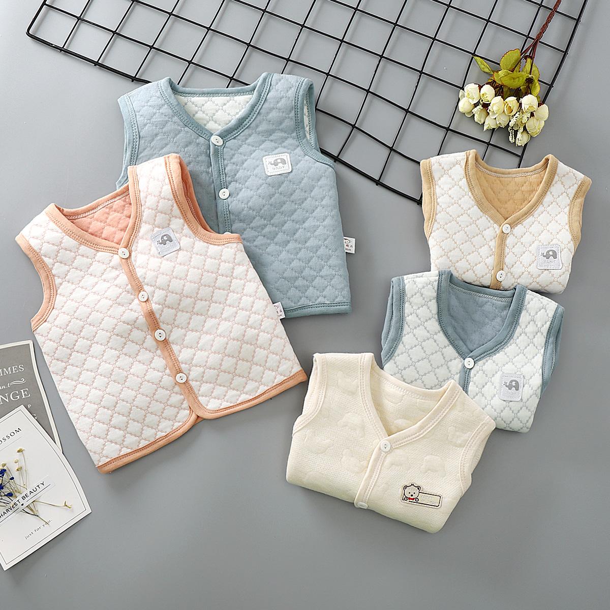 Trẻ em nguyên chất cotton vest bé ấm áp mùa xuân thu đông dày bé vest bé trai và bé gái dày chần gòn áo vest