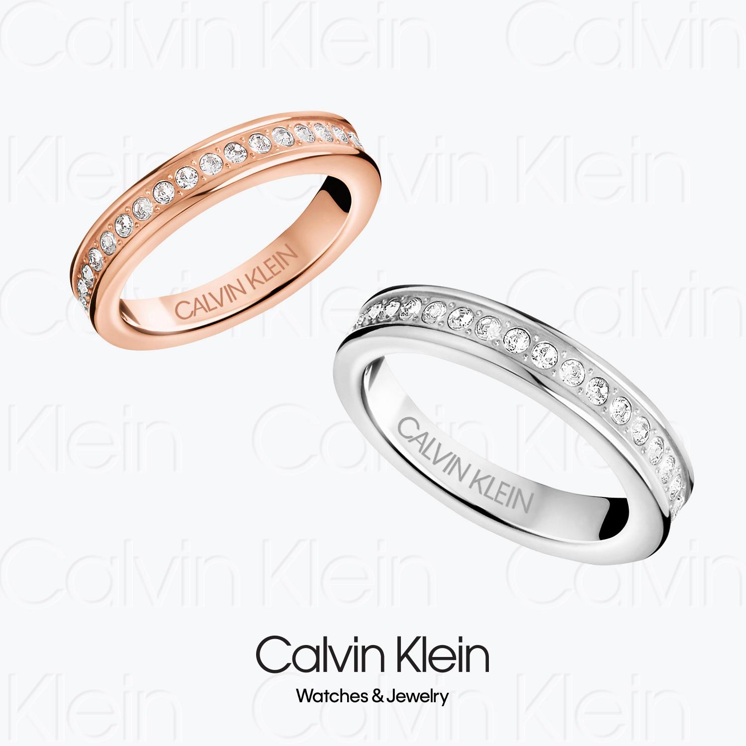 NHẪN - 2017 CALVIN KLEIN HOOK KJ06PR1401 - Nhẫn cặp đôi đầy sao CK