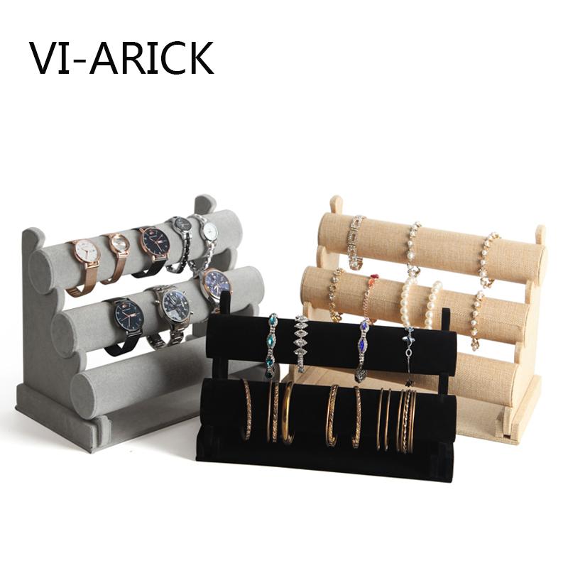 VI-ARICK nhung 1 lớp 3 lớp kệ trưng bày vòng tay giá trưng bày trang sức giá đỡ đồng hồ đeo tay