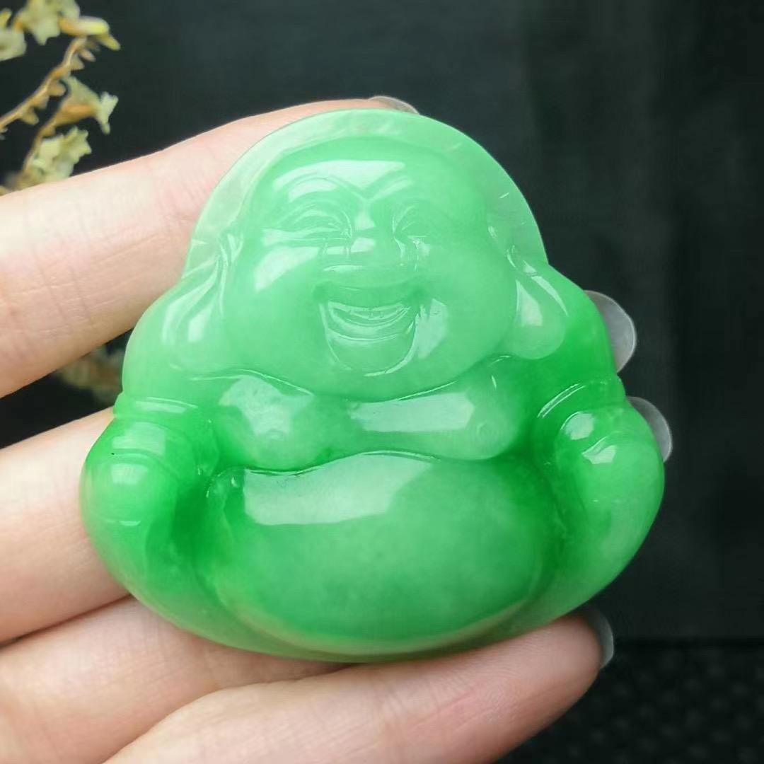 Đấu giá ở Myanmar Laokeng Natural A Jadeite Ice Loài đầy đủ -Color Maitreya Phật mặt dây