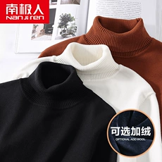 Áo len cao cổ lông cừu nam mùa đông mới lớp bên trong dày bán đan đáy áo len quần áo len không có cashmere