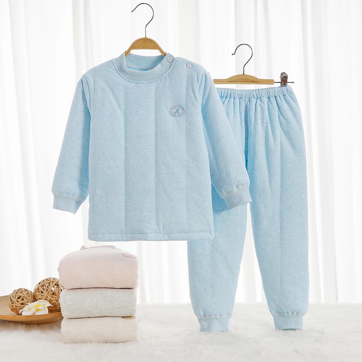 Bộ quần áo cotton cho bé Bộ đệm bông dày Thu đông Cotton Nam Cực Cổ ấm Bộ đồ ngủ cotton nguyên chất Áo khoác cotton trẻ em