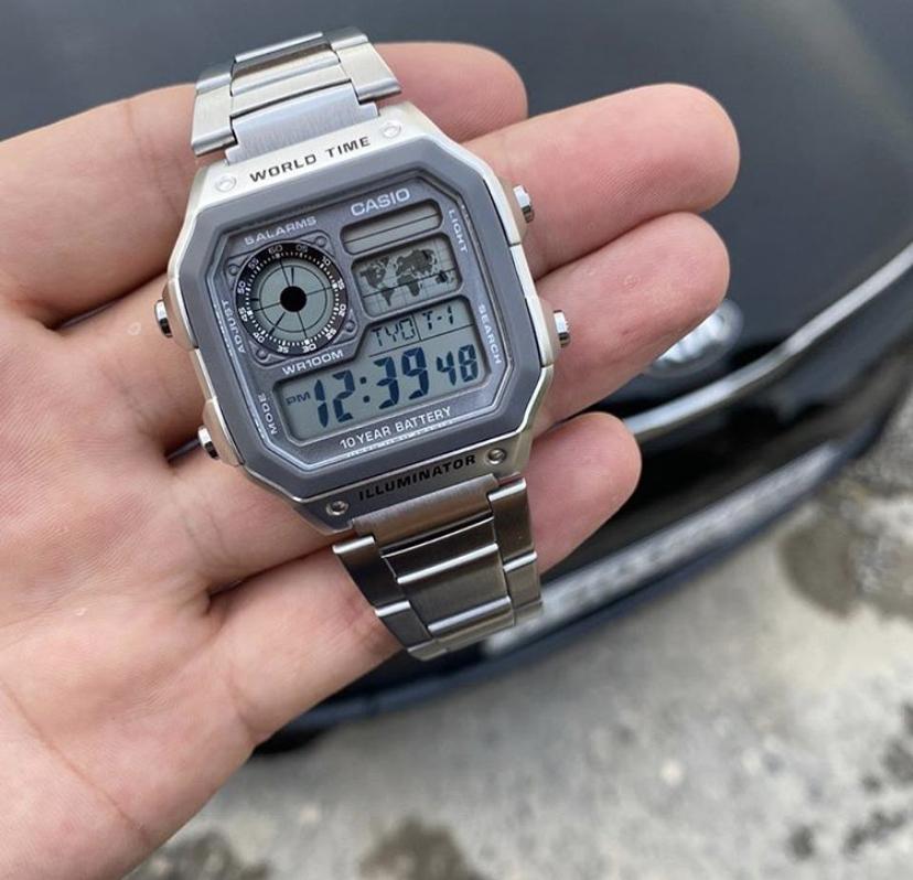 Đồng hồ thể thao Casio đồng hồ nam điện tử mặt vuông sinh viên ngoài trời phong cách retro đích thực AE-1200WHD-1A /7A