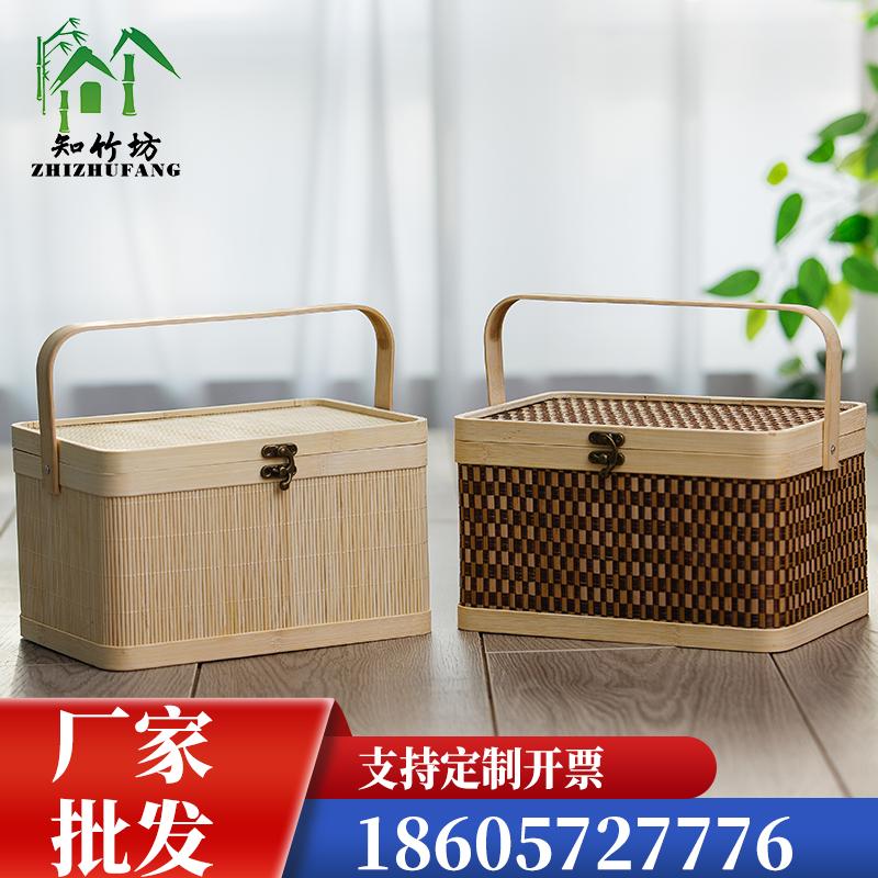 Giỏ tre đan gạo tre cao cấp trứng cua bánh trung thu xúc xích Bao bì hàng hóa năm mới hộp quà giỏ tre giỏ tre giỏ tre