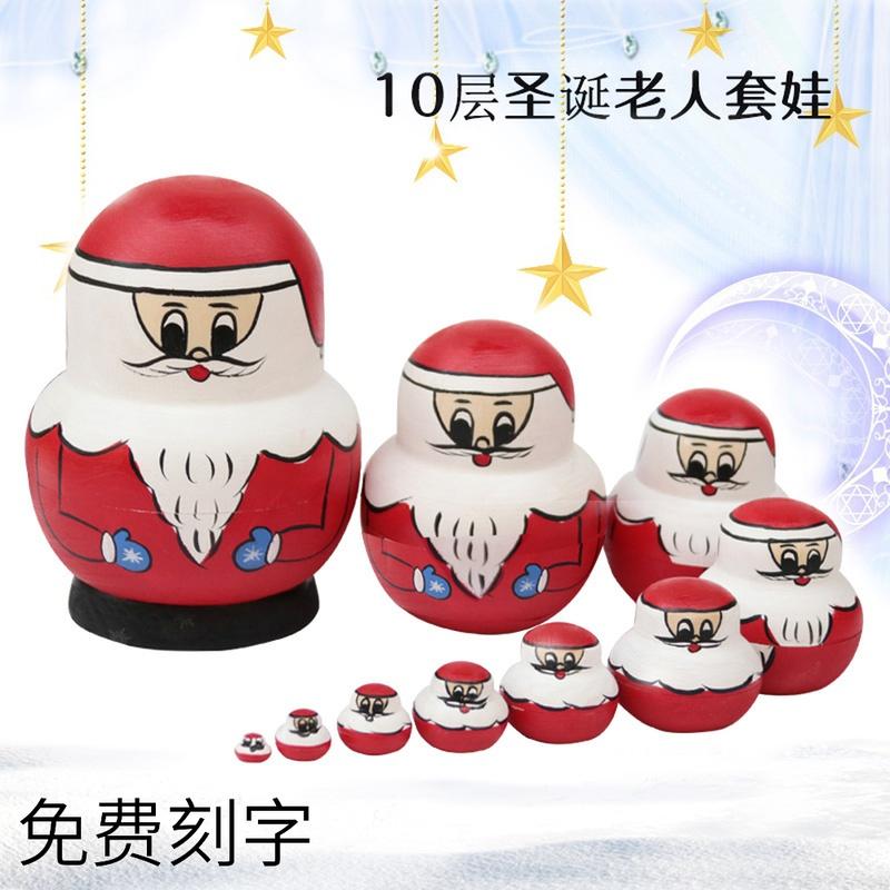 Ông Già Noel 10 Lớp Matryoshka Matryoshka Gỗ Quà Tặng Giáng Sinh Đồ Chơi Trẻ Em Sáng Tạo Trang Trí