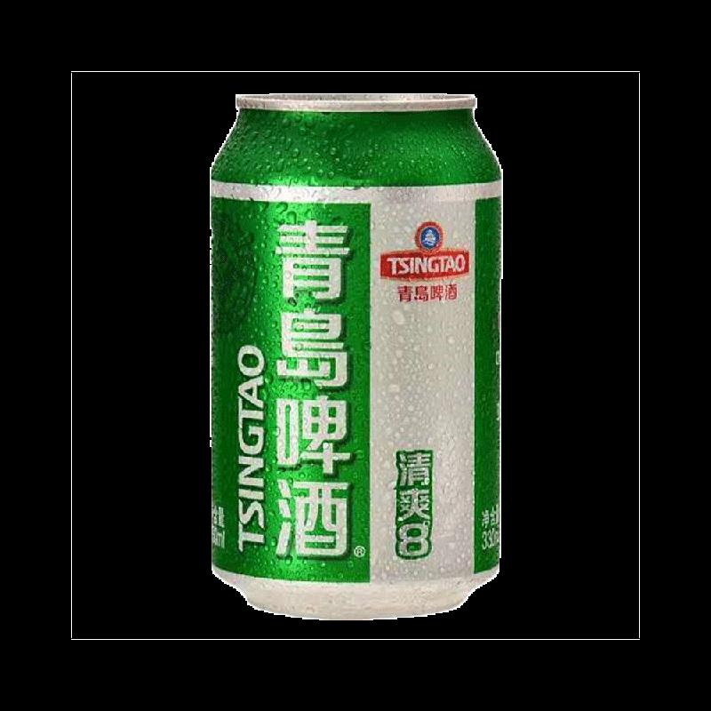 Bia Tsingtao Làm mới 8% 330ml * 6 lon có màng nhựa, 6 gói, trong và có mùi lúa mì, tươi và di động