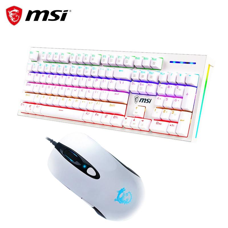 Bàn phím MSI GK50Z RGB Mechanical Green Switch DS-102 Chuột chơi game RGB Bộ bàn phím và chuột màu đen/Trắng