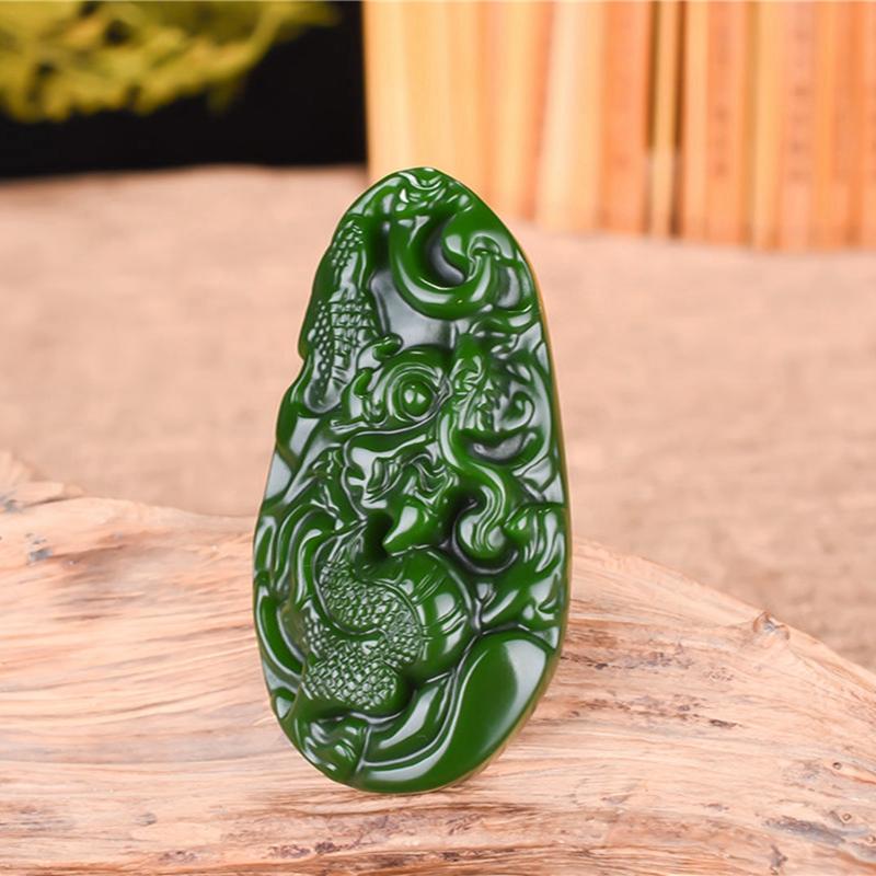 Bán đấu giá Hetian Jade Jasper Dragon Handle Pieces Youlong Playing Hạt Mặt dây chuyền Flying Yellow Tengda Hand Play Pieces Kinh doanh thịnh vượng Người mẫu nam