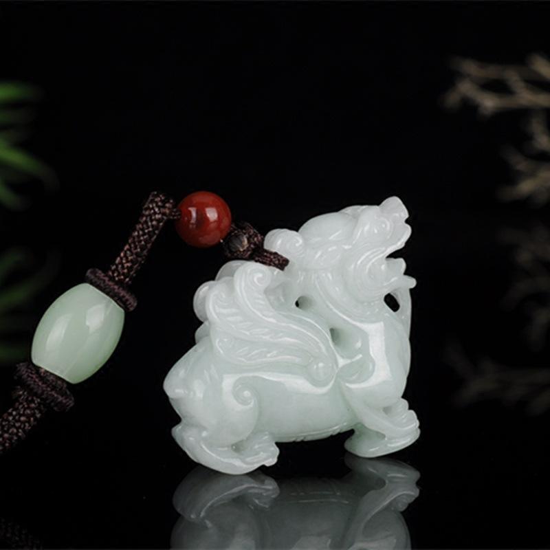 Bán Đấu Giá Jadeite Tỳ Hưu Mặt Dây Chuyền Ba Chiều Kỳ Lân Vòng Cổ Ngọc Bích Mặt Dây Chuyền Ngọc Bích Tỳ Hưu Tự Nhiên Chất Lượng A