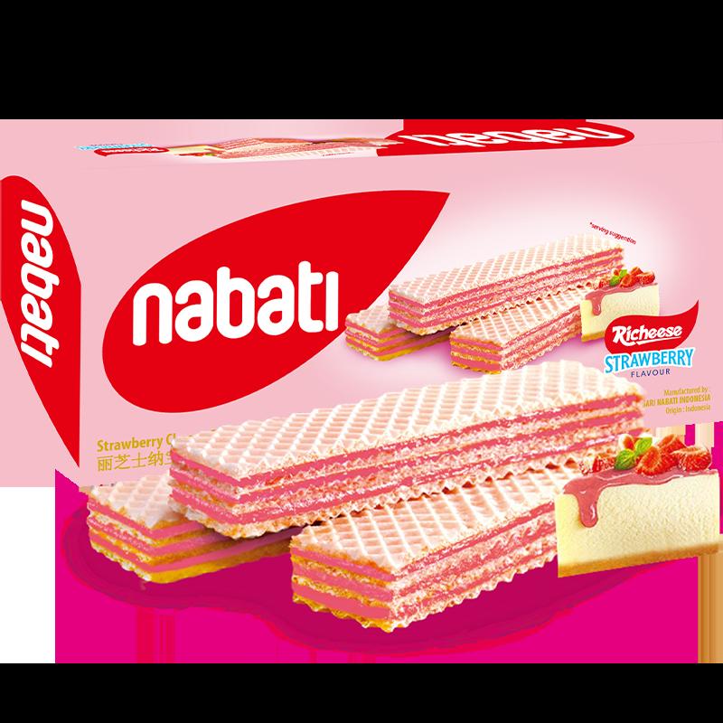 [Nhập khẩu] Bánh quy wafer hương dâu Nabaudi phô mai Indonesia 145g * 1 hộp đồ ăn nhẹ thông thường