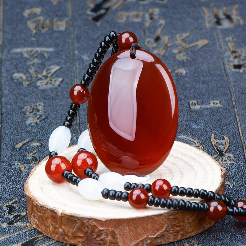 Đấu Giá Úc Carnelian Retro Khí Quyển Áo Len Dây Chuyền Nữ Dài Phiên Bản Mặt Dây Chuyền Phong Cách Dân Tộc Vòng Cổ Mặt Dây Chuyền Đa Năng Đơn Giản