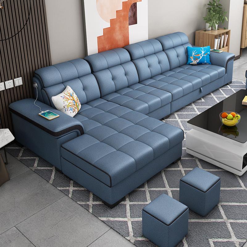 Sofa giường gấp đôi phòng khách lưu trữ đa chức năng biến đổi công nghệ sofa vải lưới có thể thu vào màu đỏ phong cách lưu trữ tiết kiệm