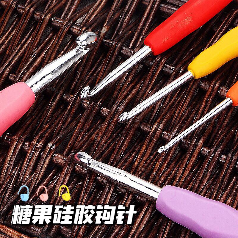 Vòng tay silicone móc móc tay cầm mềm móc dành cho người mới bắt đầu Bộ dụng cụ đan hộ gia đình móc áo len kim và giày len