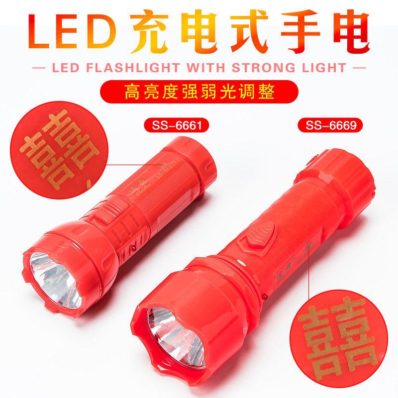 Đèn pin đám cưới màu đỏ với đèn LED ánh sáng mạnh tại nhà cô gái sinh viên bền bỉ có thể sạc lại đèn pin đám cưới cầm tay